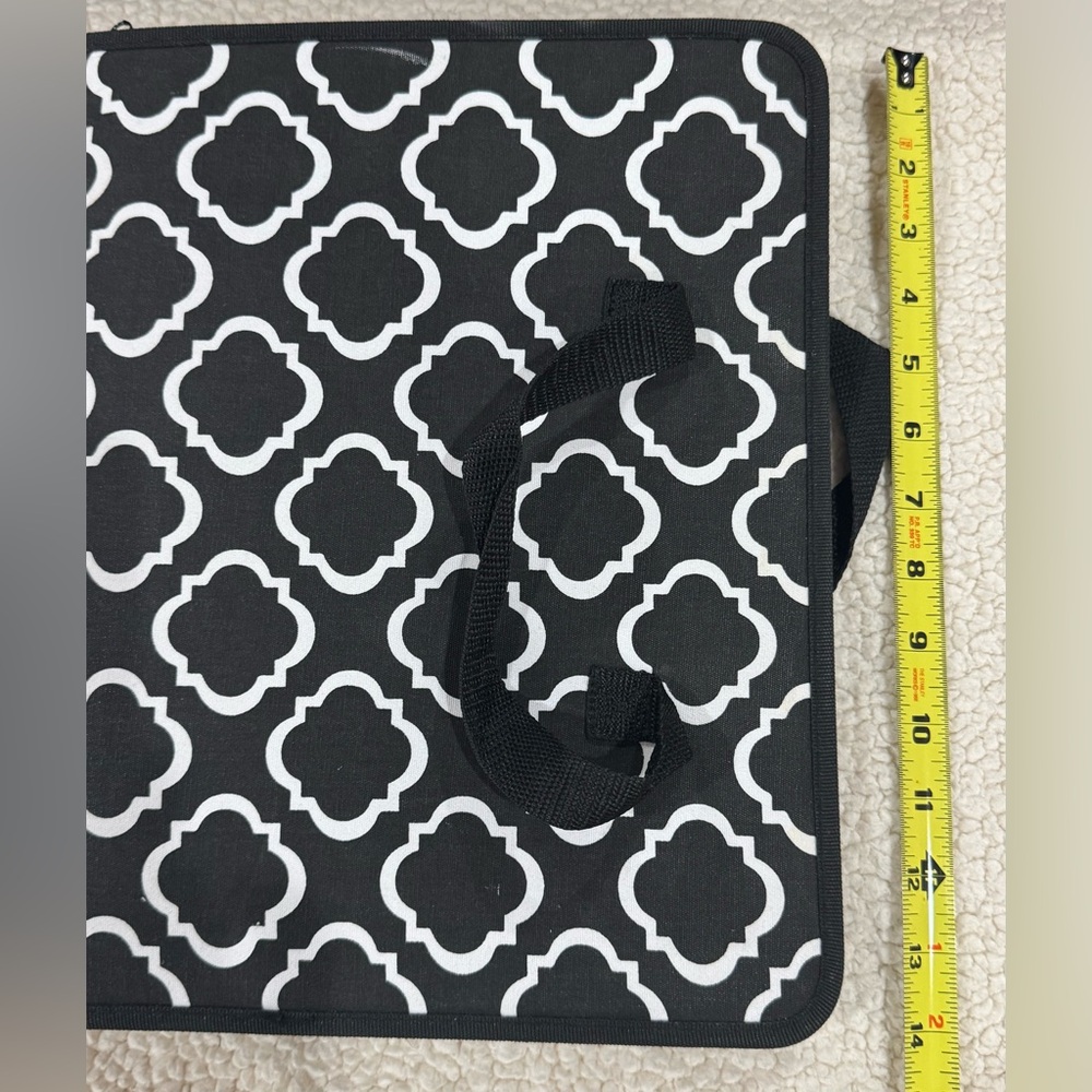 Accordian File Organizer zip Tote - 12 Pockets - Fabric - White Mark On One Side